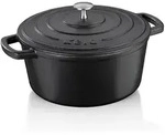 KELA Br&auml;ter Cocotte CALIDO Gusseisen emailliert 26 cm rund 4,6 Liter schwarz