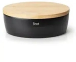 CONTINENTA Brottopf oval mit Holzdeckel 36 x 23 x 13,5 cm schwarz
