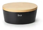 CONTINENTA Brottopf oval mit Holzdeckel 30 x 23 x 13,5 cm schwarz