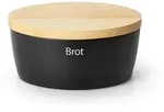 CONTINENTA Brottopf oval mit Holzdeckel 27 x 20 x 12,5 cm schwarz