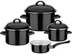 GSW Topfset Stahl-Emaille BLACK & WHITE 4 teilig INDUKTION