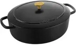 BALLARINI Cocotte BELLAMONTE 29 cm oval 4,5 Liter Br&auml;ter aus Gusseisen schwarz