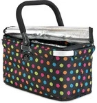 GENIUS Faltbarer Thermo-Einkaufskorb FALKO THERMO 25 Liter schwarz bunte Punkte