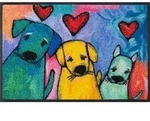 WASH + DRY Fu&szlig;matte 50 x 75 cm Motiv DOGGIES Hunde bunt