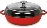 K&Uuml;CHENPROFI Bauernpfanne PROVENCE Gusseisen 28 cm Glasdeckel classic red