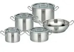 ELO Premium-Topfset GOURMET PLUS Profi-Qualit&auml;t 5-teilig Edelstahl Glasdeckel