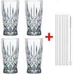 NACHTMANN Serie Noblesse Latte-Macchiato-Set 4 Gl&auml;ser 350 ml + 4 Glastrinkhalme