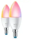 2er Pack WIZ E14 Smarte LED Kerzenlampe RGBW 4,9W wie 40W WLAN/Wi-Fi Tunable...