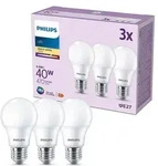 3er Set PHILIPS LED E27 A60 5W = 40W 470lm 2700K warmwei&szlig;