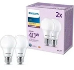 2er Set PHILIPS LED E27 A60 5W = 40W 470lm 2700K extra warmwei&szlig;