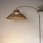 New Garden Kabellose Bogen Stehlampe NIZA - handgeflochtene Naturfaser - Akku f&uuml;r