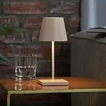 Sigor Mini Akku-Tischleuchte NUINDIE rund d&uuml;nenbeige dimmbar 25cm IP54 In- & Outdoor