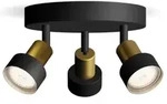 Philips 3er Conduit Deckenstrahler in Schwarz/Gold mit 1 x GU10 Fassung IP20