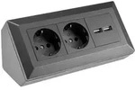 ChiliTec 2-fach Steckdosenblock+ 2x USB,anthrazit 250V~/ 16A, Aufbaumontage, USB 3,1A