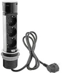 ChiliTec Schreibtisch-Einbausteckdose, rund Mini versenkbar, Edelstahl, 3x Steckd,USB