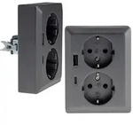 ChiliTec MILOS Schutzkontakt-Steckdose 2-fach USB-A + USB-C/PD Anthrazit 250 V 16 A