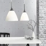 Wei&szlig;e Pendelleuchte 20cm mit Opalfarbenem Glas Stoffkabel