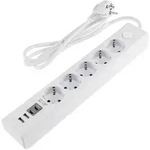 ChiliTec Steckdosenleiste mit Ladebuchsen f&uuml;r USB USB-A /USB-C,5-fach, wei&szlig;, 1,5m