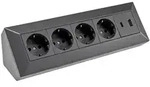 ChiliTec 4-fach Steckdosenblock, USB-A+C, schwarz 250V~/ 16A, Aufbaumontage, USB