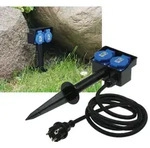ChiliTec Gartensteckdose mit Erdspie&szlig;, 2-fach IP44, 10m Kabel