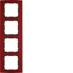 Berker 10143012 Rahmen 4fach B.3 Alu, rot/anthrazit