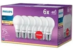 Sparset 6er PHILIPS E27 LED Lampe wie 75W warmwei&szlig;es blendfreies Licht