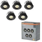 Osram 5er Set LED Mini Spot 6W 3000K Schwarz Einbaulampen IP44 - Einbaudurchmesser
