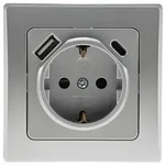 ChiliTec DELPHI 23341 Schutzkontakt-Steckdose mit USB-A + USB-C PD, 250 V, 16 A,