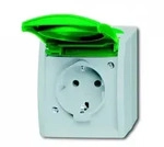 Busch-Jaeger 20 EWN-13-53 SCHUKO&reg; Steckdose mit gr&uuml;nem Klappdeckel