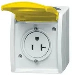 Busch-Jaeger 3016 EWN-53 Busch-Nema-Steckdose mit gelbem Klappdeckel