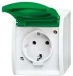 Busch-Jaeger 20 EWN-13-54 SCHUKO&reg; Steckdose mit gr&uuml;nem Klappdeckel