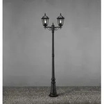 Nostaglische Standleuchte schwarz lackiertes Aluminium, klares Glas