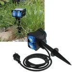 ChiliTec Gartensteckdose mit Erdspie&szlig;, 4-fach IP44, 2m Kabel