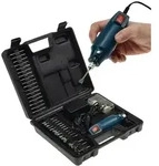 ChiliTec Mini-Bohrmaschine "Drill-Power V2" 12V= 12.000UpM, 63-teilig, viel Zubeh&ouml;r