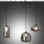 Fiona Spinnen Pendelleuchte E&szlig;tischlampe Geblasenes Glas Grau transparent dimmbar