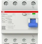 ABB F204 A-80/0.03 FI-Schutzschalter 4P, Typ A, 80A, 30mA
