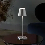 Sigor Akku-Tischleuchte NUINDIE rund silber dimmbar 38cm IP54 In- & Outdoor