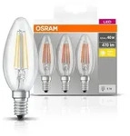 3er-PACK OSRAM BASE Classic E14 LED-Leuchtmittel FILAMENT KLAR 4W=40W...