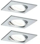 Paulmann 93474 Einbauleuchte Set Nova eckig schw LED 3-stepdim 3x6.5W GU10 Alu