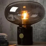 Lucide CHARLIZE Tischlampe &Oslash;23 cm E27 Schwarz Marmor Rauchglas