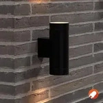 Puristische Au&szlig;enwandleuchte TIN Maxi up&down schwarz, moderne Fassadenlampe