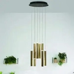 Prado 8-flammige LED Pendelleuchte im R&ouml;hrenstil mit Ober- und Unterlicht in Gold