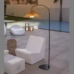 New Garden Kabellose Bogen Stehlampe NIZA - handgeflochtene Naturfaser - Akku...