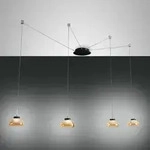 Arabella anpassungsf&auml;hige dimmbare 4-flammige LED-Pendelleuchte in Amber aus Glas