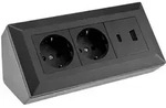 ChiliTec 2-fach Steckdosenblock USB-A + USB-C PD Schwarz 250 V 16 A &ndash; 23574