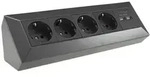 ChiliTec 4-fach Steckdosenblock+2x USB, anthrazit 250V~/ 16A, Aufbaumontage, USB 3,1A