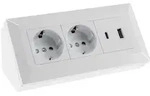 ChiliTec 2-fach Steckdosenblock, USB-A+C, wei&szlig; 250V~/ 16A, Aufbaumontage, USB 3,1A,