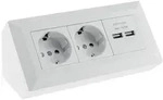 ChiliTec 2-fach Steckdosenblock + 2x USB, wei&szlig; ma 250V~/ 16A, Aufbaumontage, USB