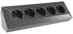 ChiliTec 5-fach Steckdosenblock, anthrazit 250V~/ 16A, Aufbaumontage