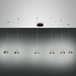 Arabella individuell verstellbare 6-flammige LED-Pendelleuchte Rauchglas Fabas Luce